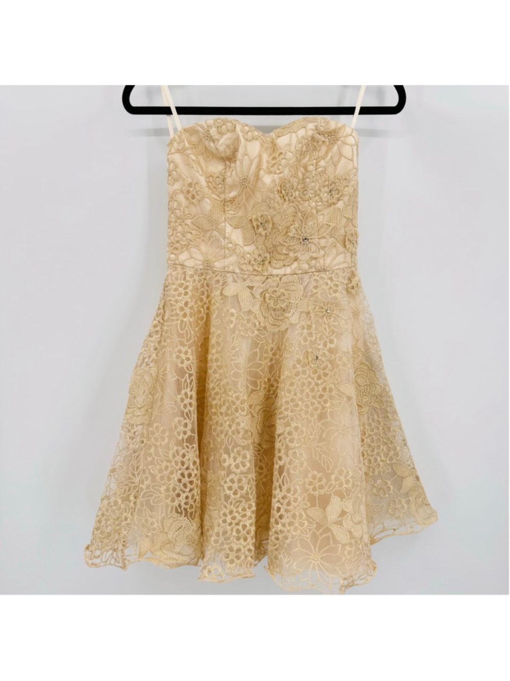 Gold Convertible Formal Dress Chi Chi London Applique Rose Floral Rhinestones 6